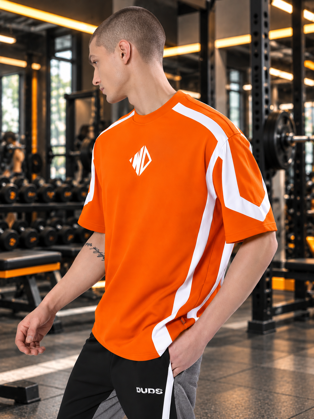 RUGBY OVER-SIZED T-SHIRT ORANGE WHITE