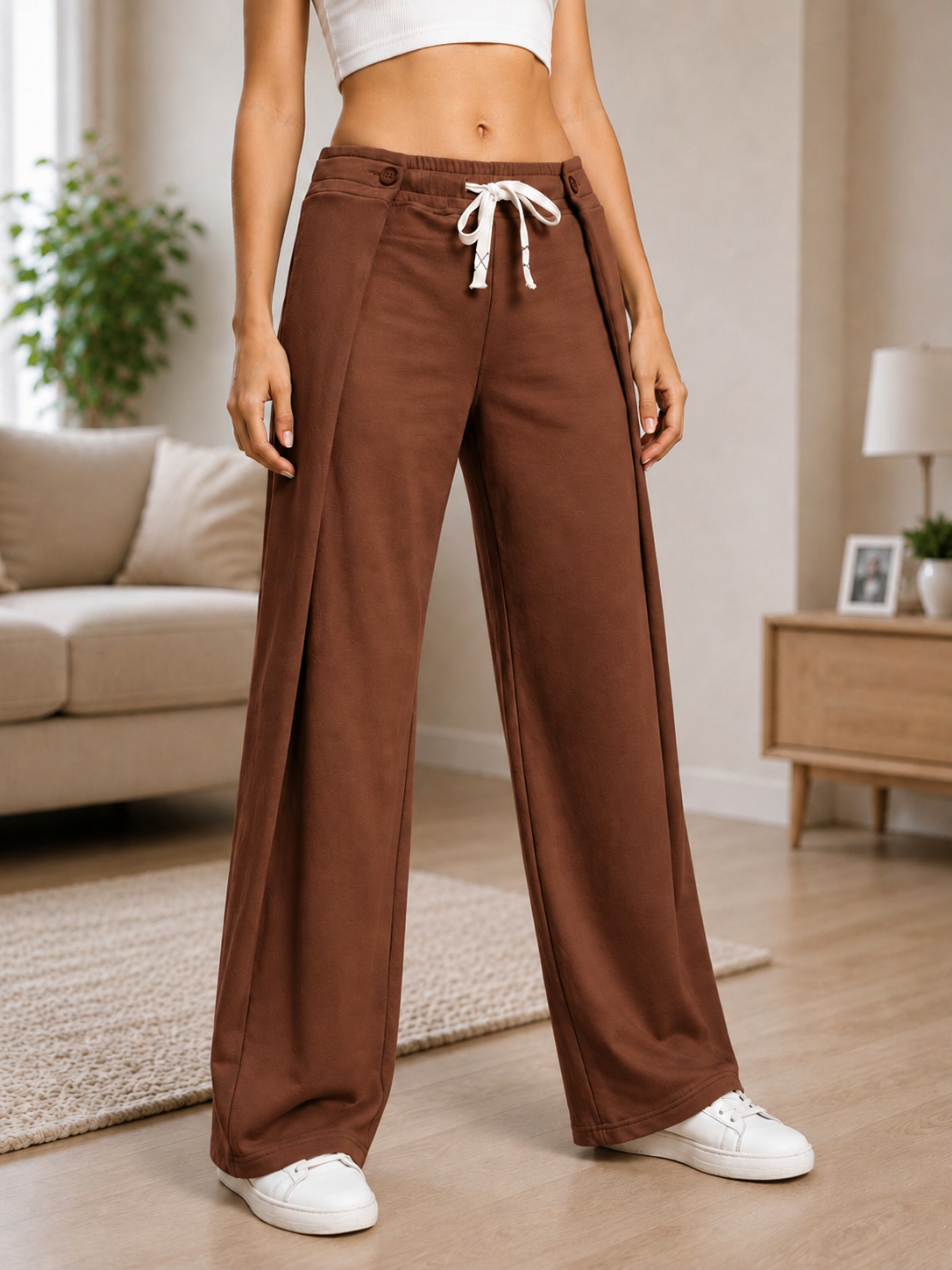 WOMEN OMEGA FLOW WIDE FIT JOGGERS DARK BROWN