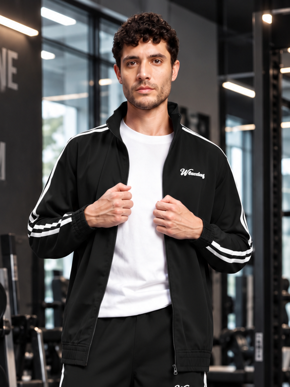 SPORTY ZIP UP RELAXED FIT JACKET BLACK