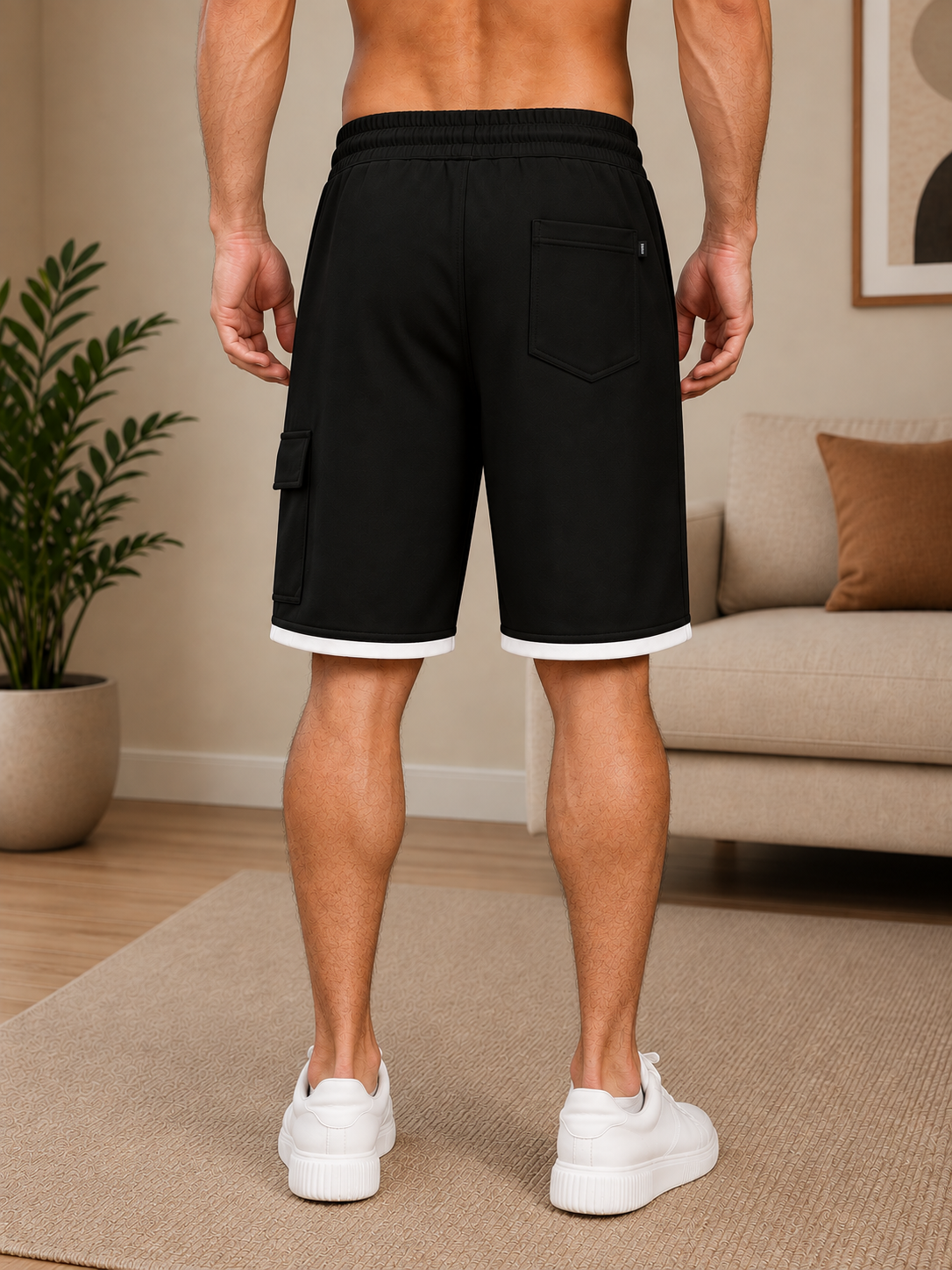 STAR PRINT RELAXED FIT SHORTS BLACK