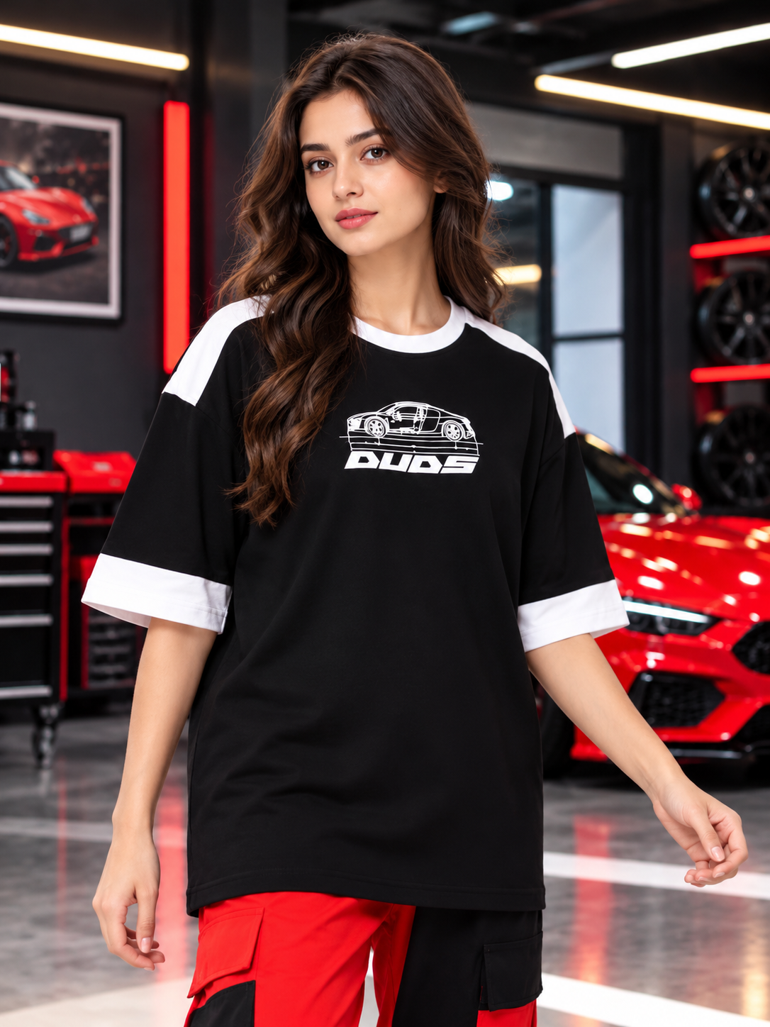 WOMEN AUDI R8 OVERSIZED T-SHIRT BLACK