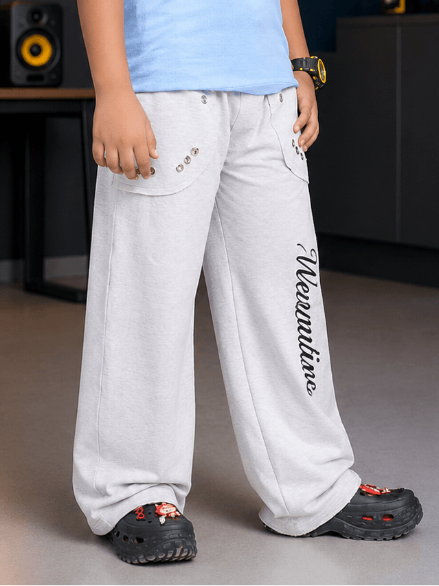 SIGNATURE SCRIPT JOGGER FOR BOYS GIRLS MELANGE GREY