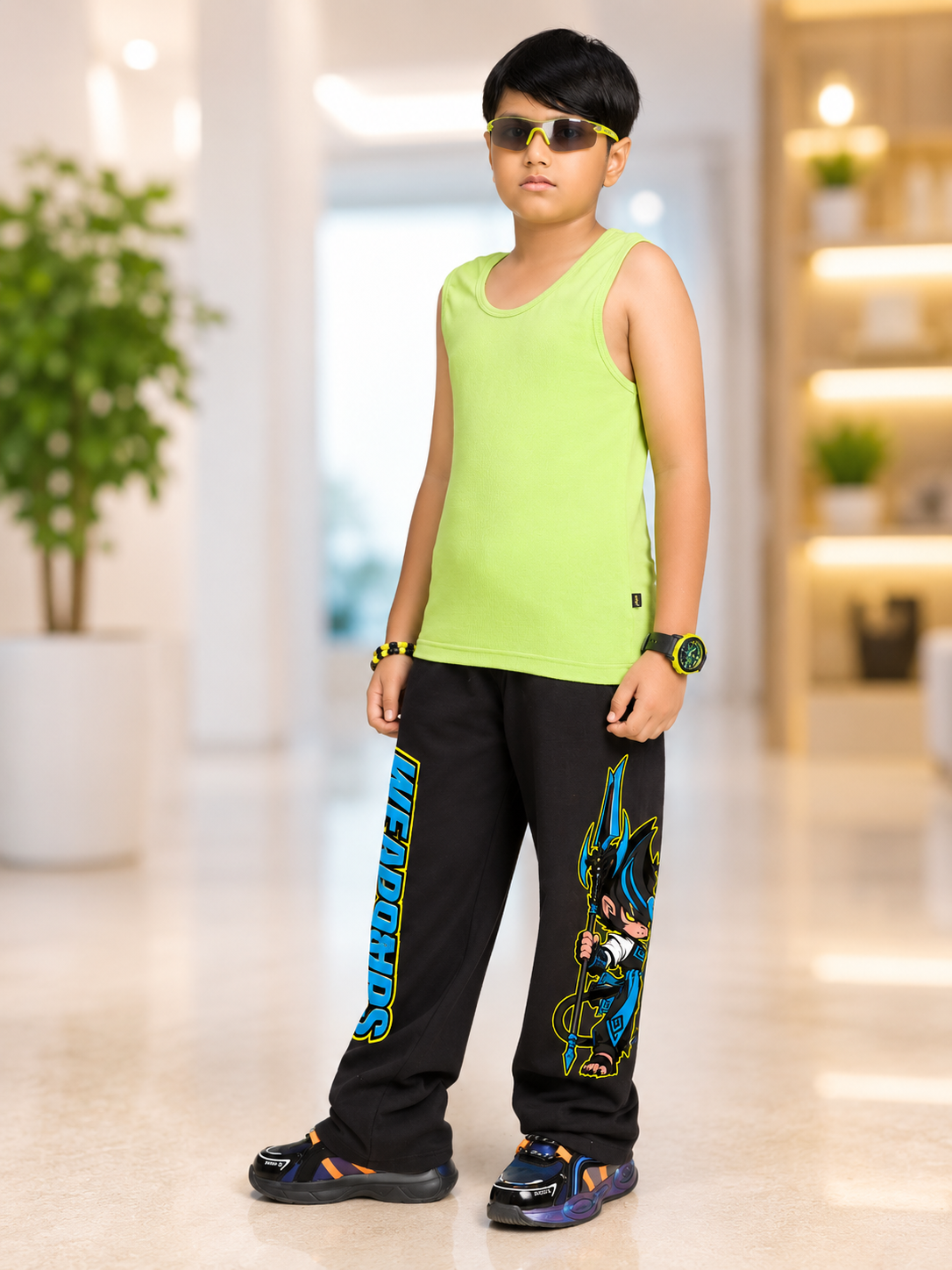 ELECTRIC WARRIOR CO-ORD FOR BOYS GIRLS NEON BLACK