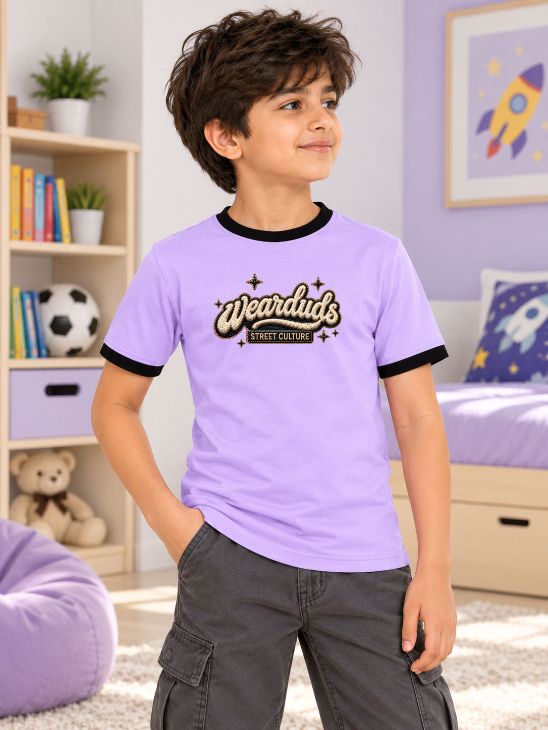 STREET CULTURE REGULAR FIT T-SHIRT FOR BOYS GIRLS PURPLE