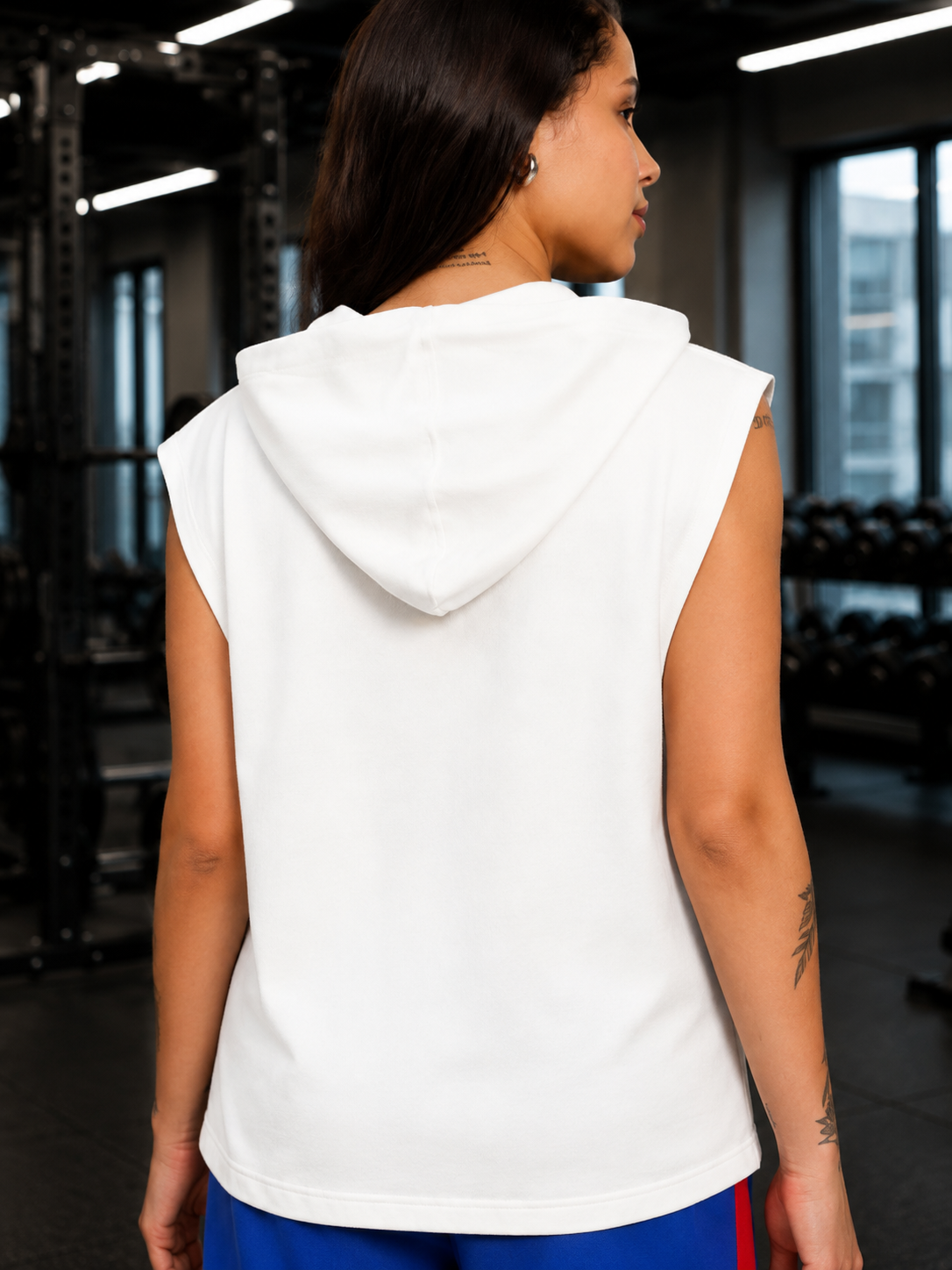 WOMEN SHADOW FACE SLEEVELESS T-SHIRT WHITE