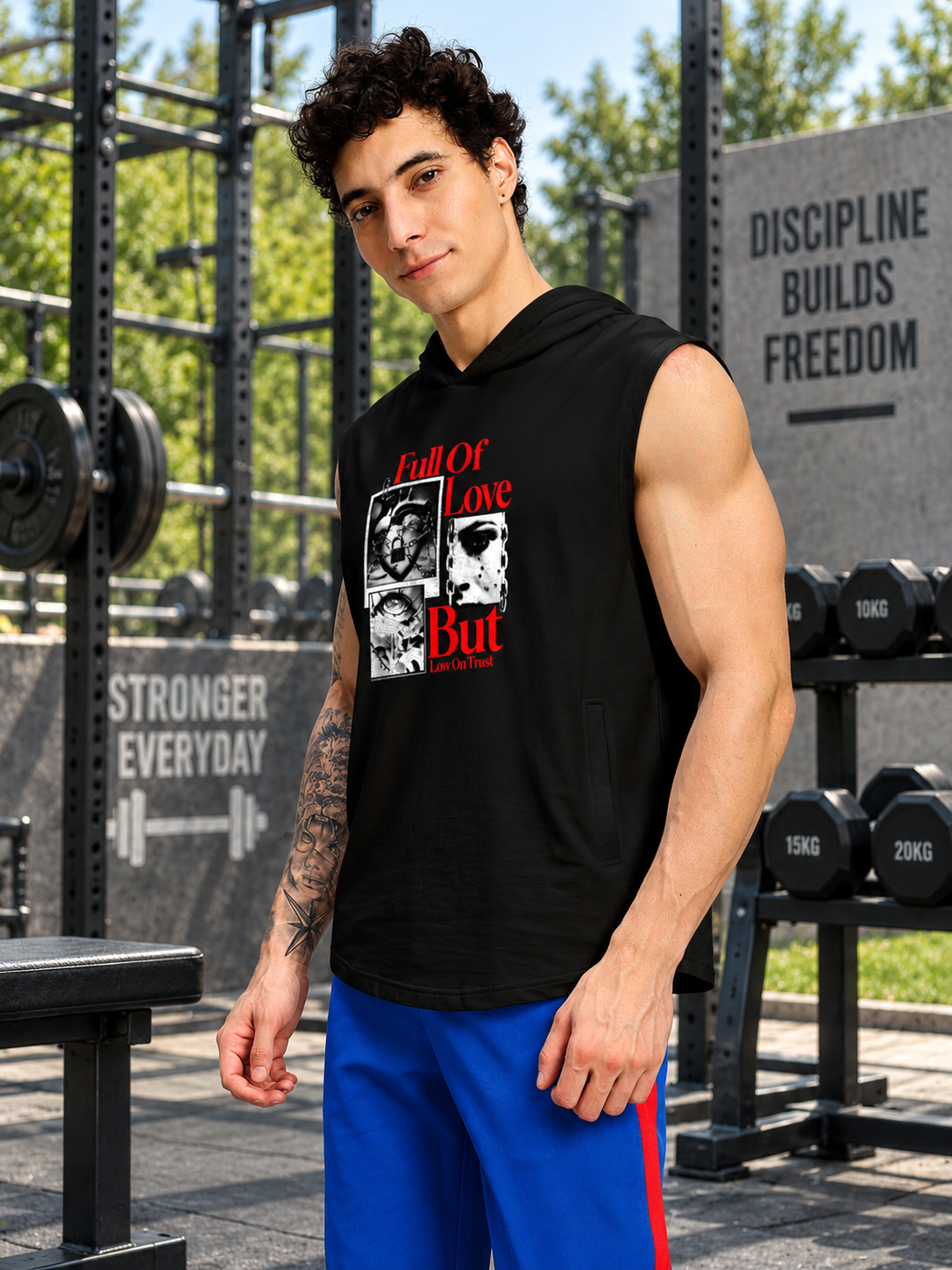 LIGHTWEIGHT SLEEVELESS HOODIE BLACK