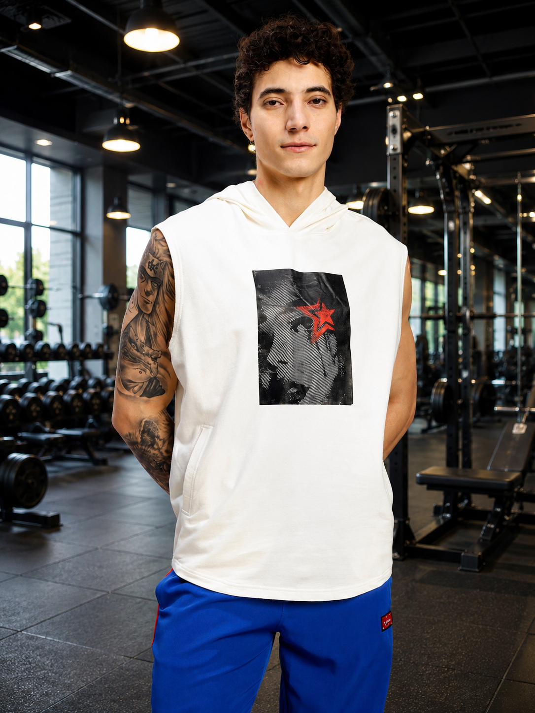 SHADOW FACE SLEEVELESS T-SHIRT WHITE