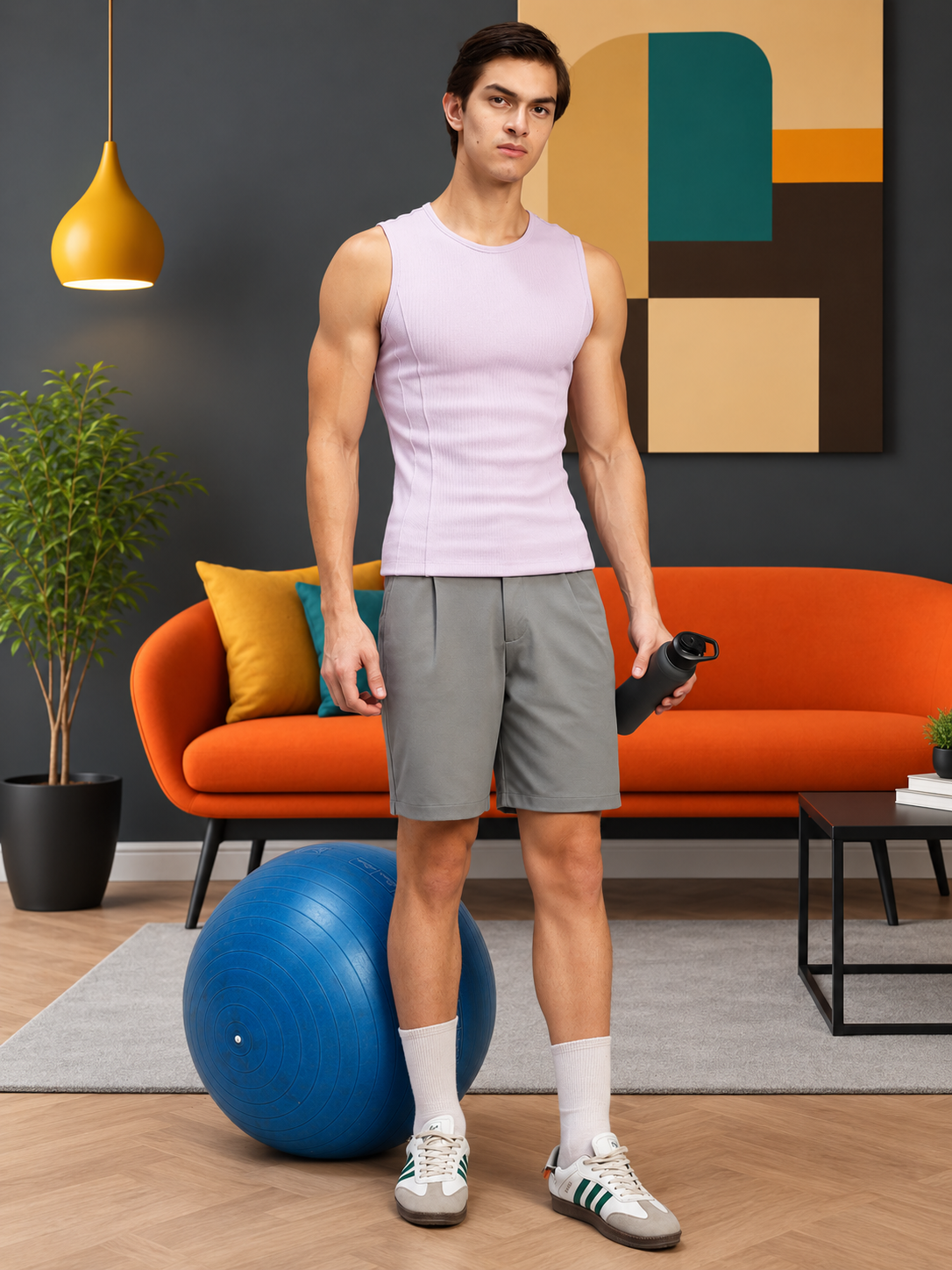 ELASTIC RUNNING REGULAR SHORTS GREY