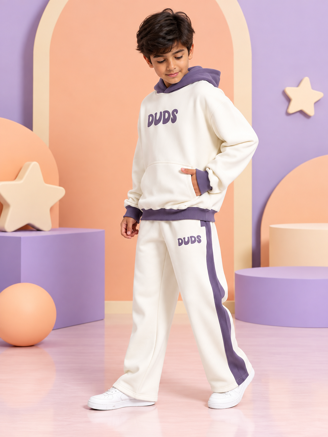 SELF LOVE FLEECE HOODIE KIDS WHITE VIOLET