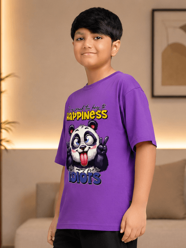 PLAYFUL PANDA T-SHIRT FOR BOYS GIRLS PURPLE