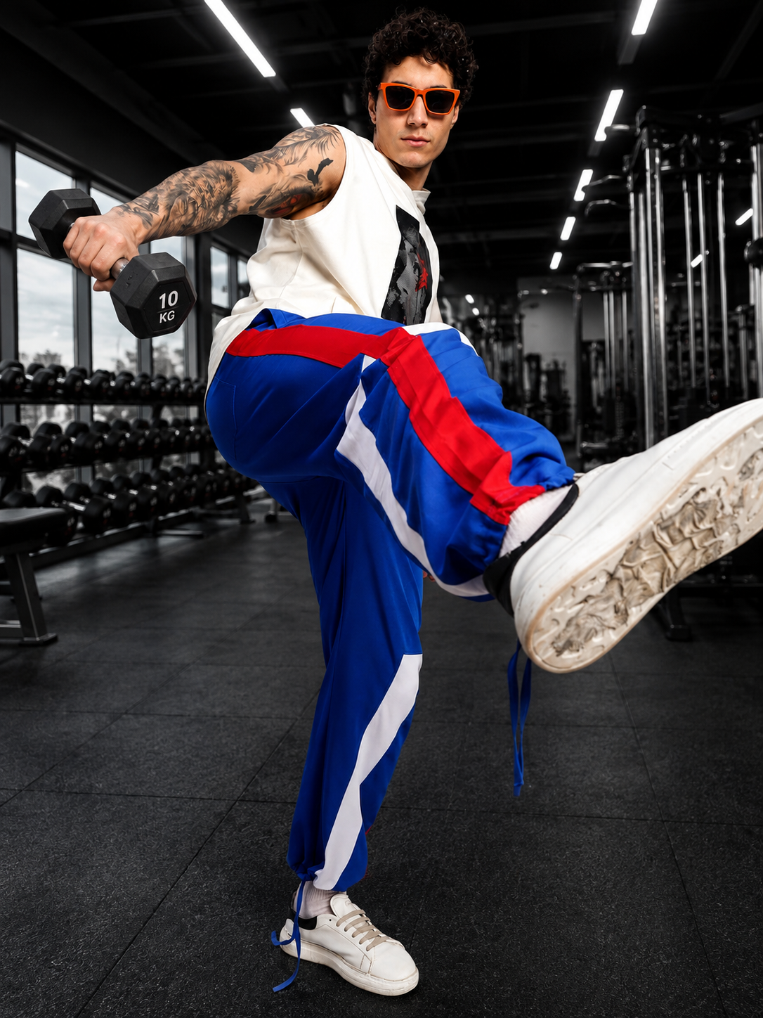 RETRO RUNNER RELAXED-FIT JOGGERS BLUE MULTI