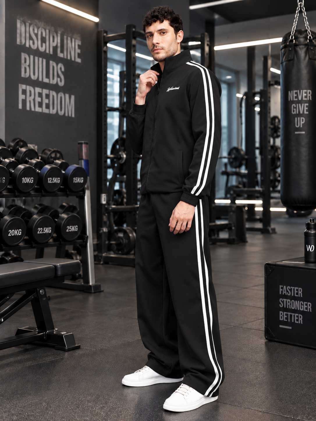 SPORTY ZIP UP RELAXED FIT JACKET BLACK