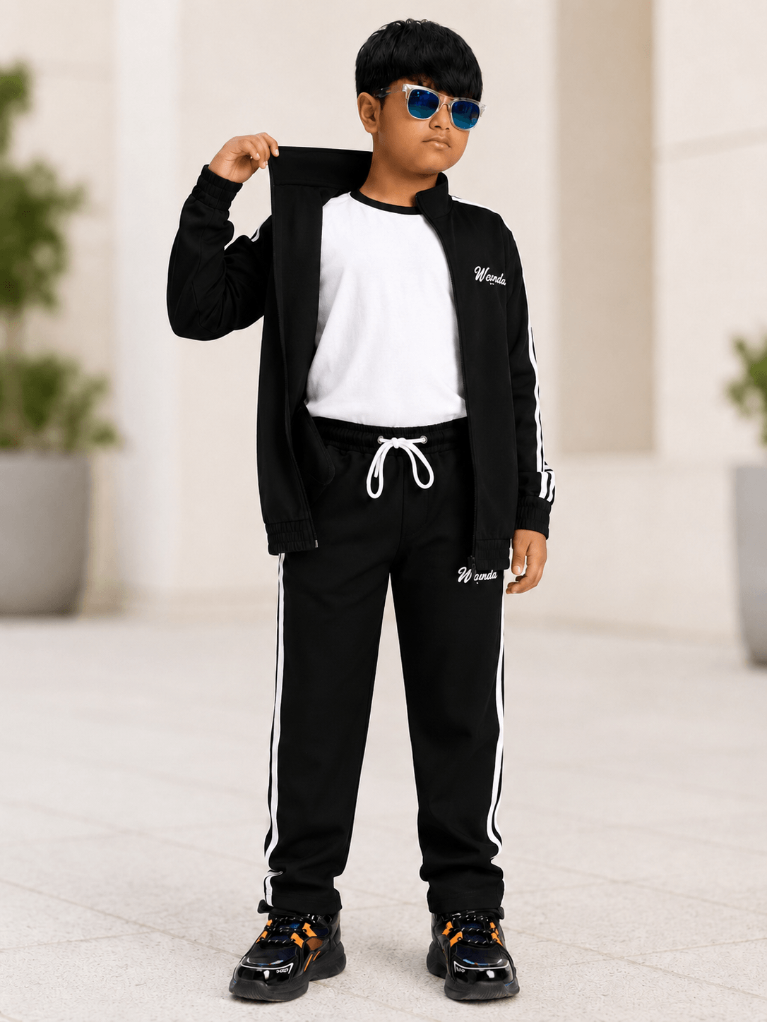 SPORTY STRIPE JOGGER FOR BOYS AND GIRLS BLACK