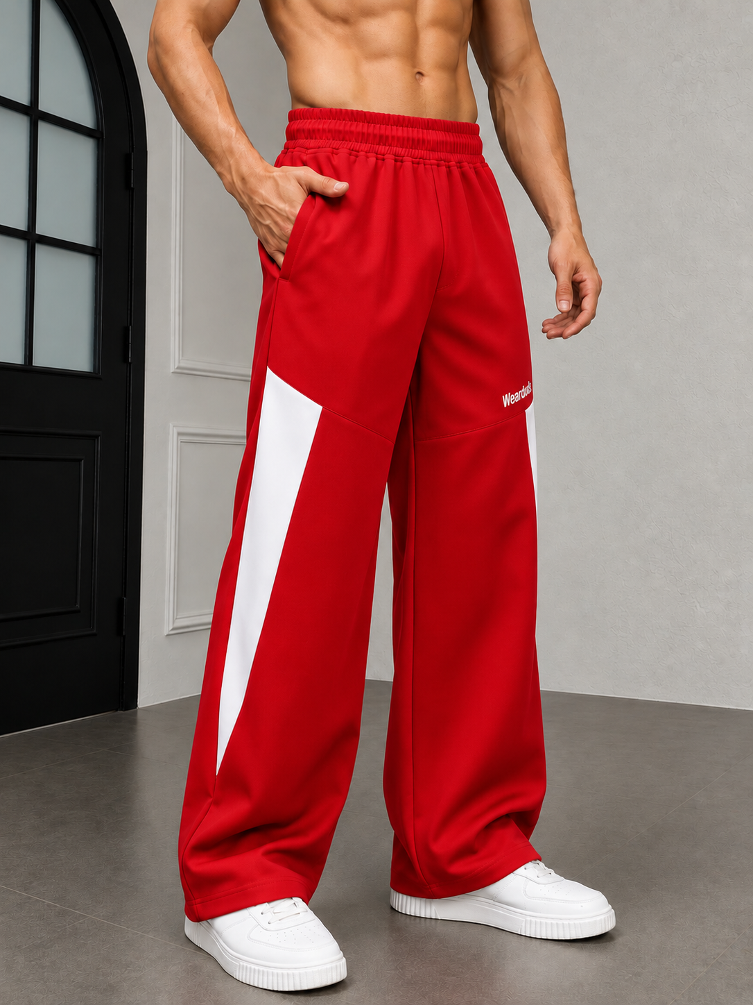 PULSE RELAXED-FIT JOGGERS RED WHITE
