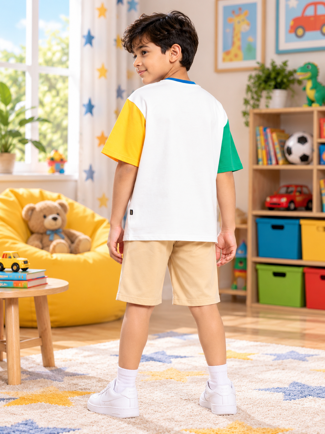 CHROMA COLOR BLOCKED OVERSIZED T-SHIRT FOR BOYS GIRLS OFF-WHITE