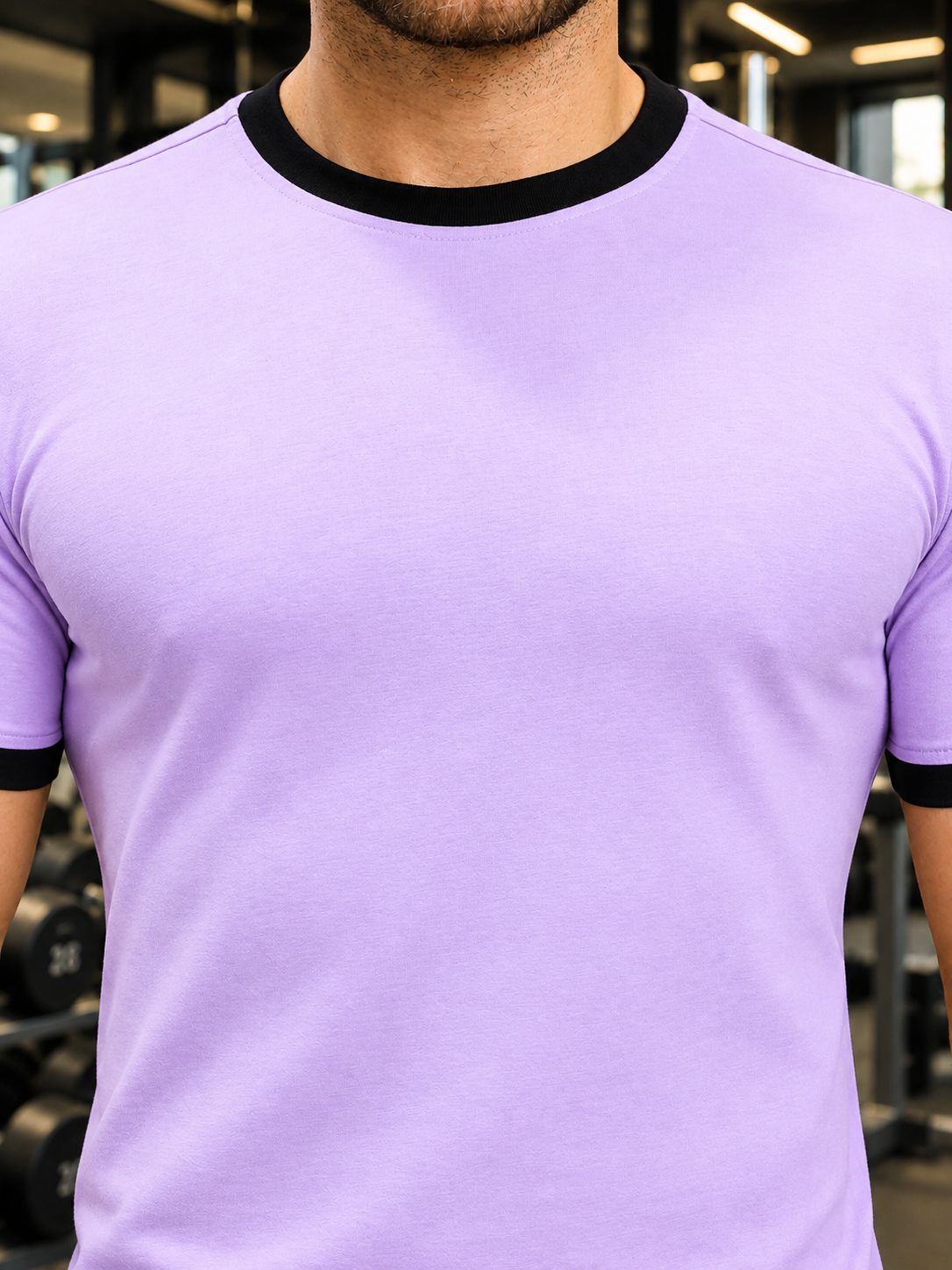 MINIMALIST CONTRAST EDGE T-SHIRT LAVENDER