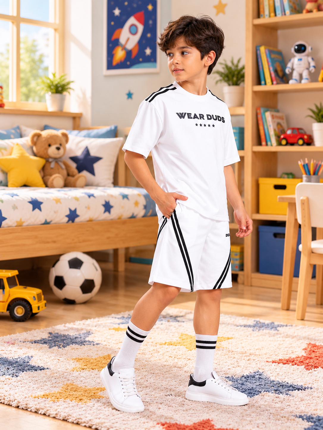 STAR JUMPER OVER-SIZED CO-ORD FOR BOYS GIRLS WHITE