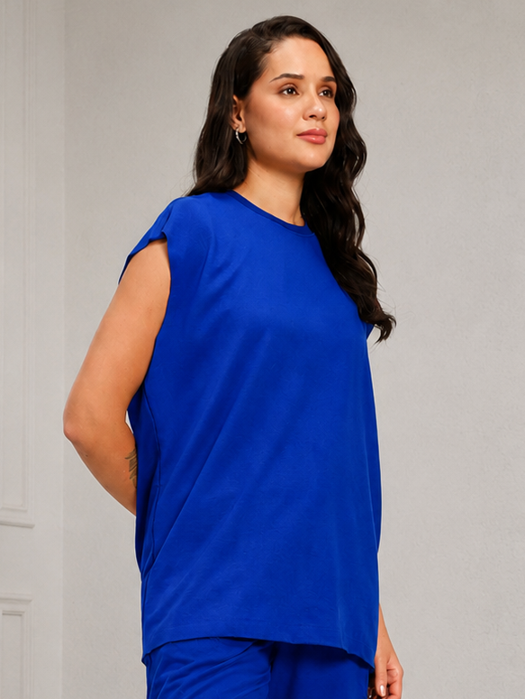 WOMEN DRIVE MONOCHROME SLEEVELESS T-SHIRT BLUE
