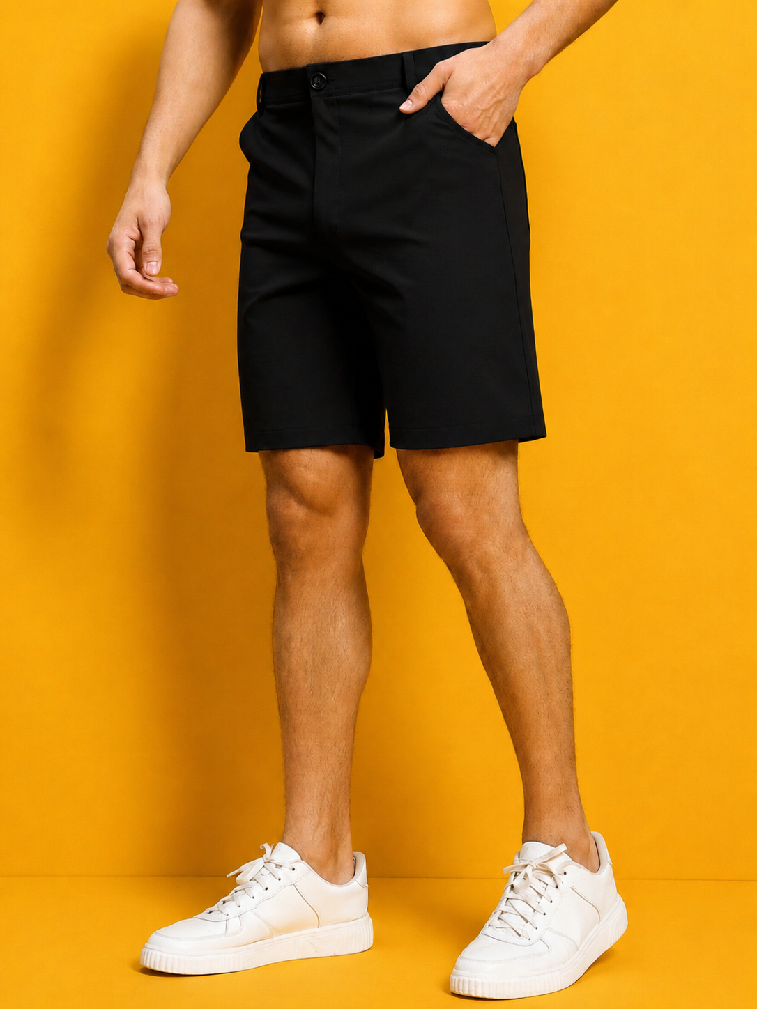 SMART CASUAL TOBACCO REGULAR SHORTS NAVY BLUE