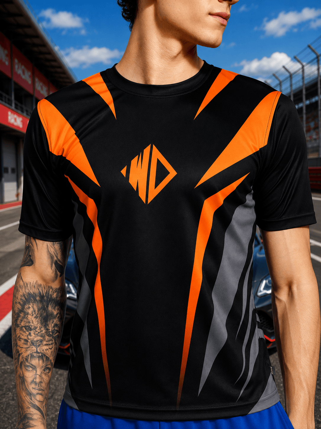 NITRO SHIFT ATHLETIC T-SHIRT BLACK worn by a model, featuring a sleek design and athletic fit for performance and style.