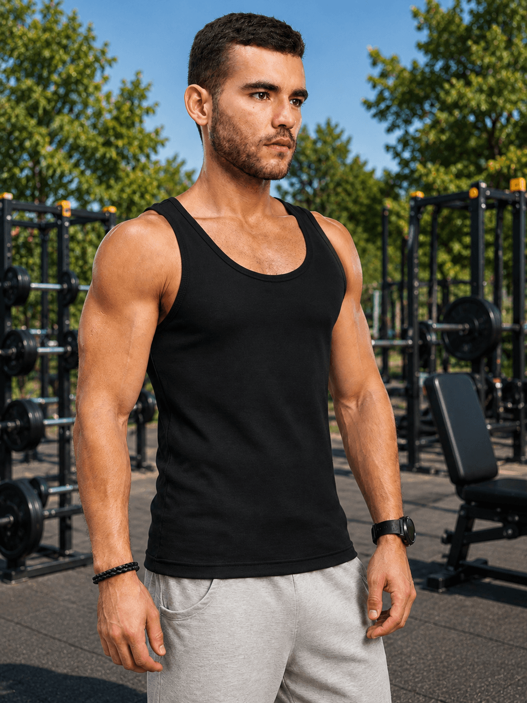 WEARDUDS Shop EASY WEAR VEST GYM T-SHIRT BLACK for a sleek sporty look, perfect for workouts, gym sessions, casual outings, and everyday styling.