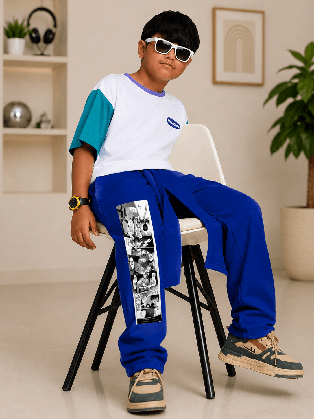 CHILL WITH FUN JOGGER FOR BOYS GIRLS BLUE