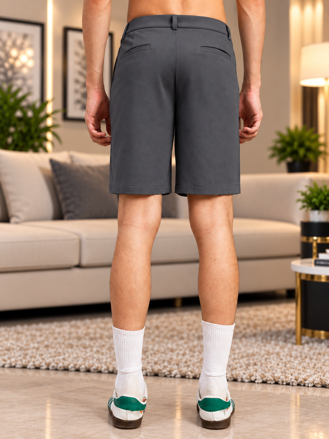 ELASTIC RUNNING REGULAR SHORTS DARK GREY