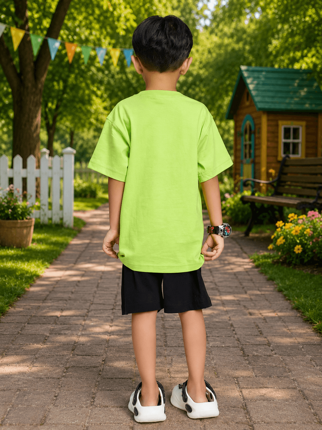 PEEK-A-PANDA CO-ORD FOR BOYS GIRLS LIME GREEN BLACK