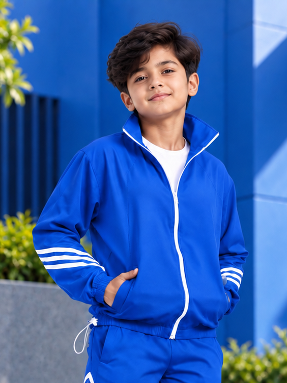STREETWEAR THREE STRIPE JACKET FOR BOYS GIRLS BLUE