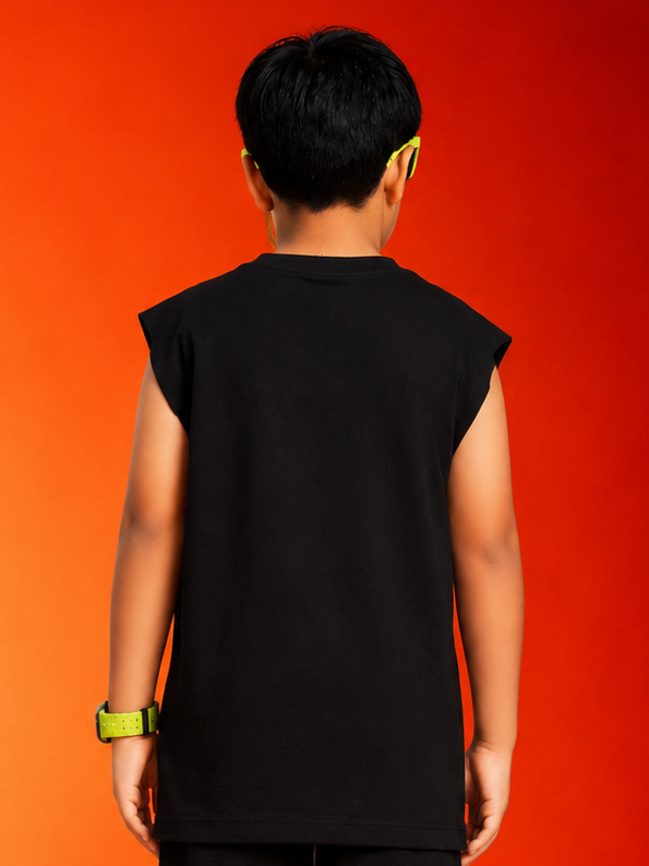 NEON RUSH SLEEVELESS T-SHIRT FOR BOYS GIRLS BLACK