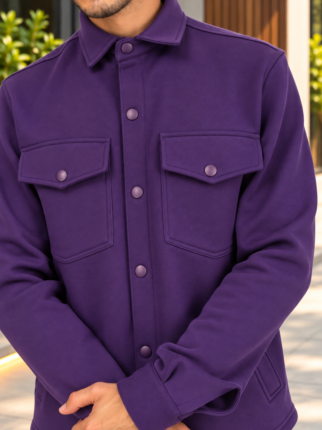 PURPLE RELAXED FULLSLEAVE FIT OVERSHIRT