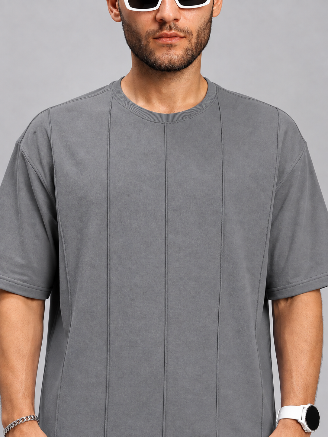 BOXY FIT PANELS OVERSIZED T-SHIRT GREY
