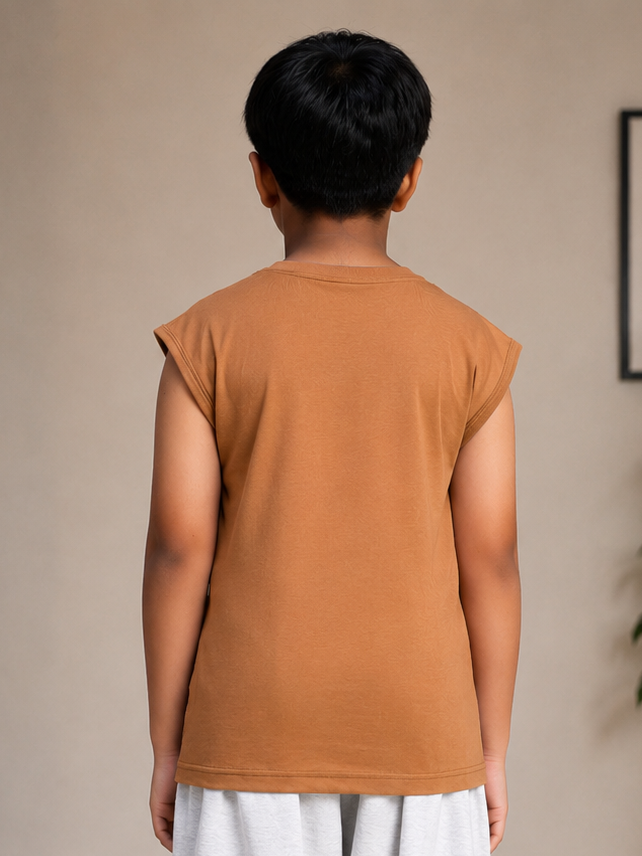 LEVELUP GAMER T-SHIRT FOR BOYS GIRLS BROWN