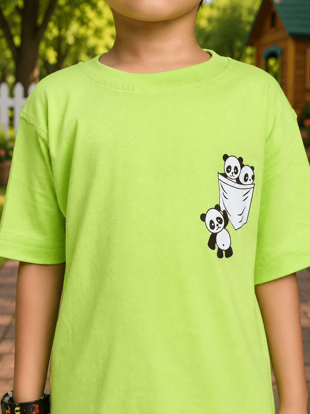 PEEK-A-PANDA CO-ORD FOR BOYS GIRLS LIME GREEN BLACK