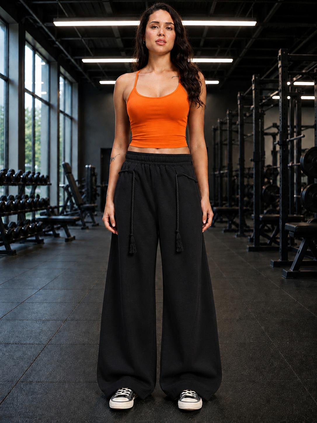 WOMEN SEAMLESS COTTON CROP-TOP ORANGE