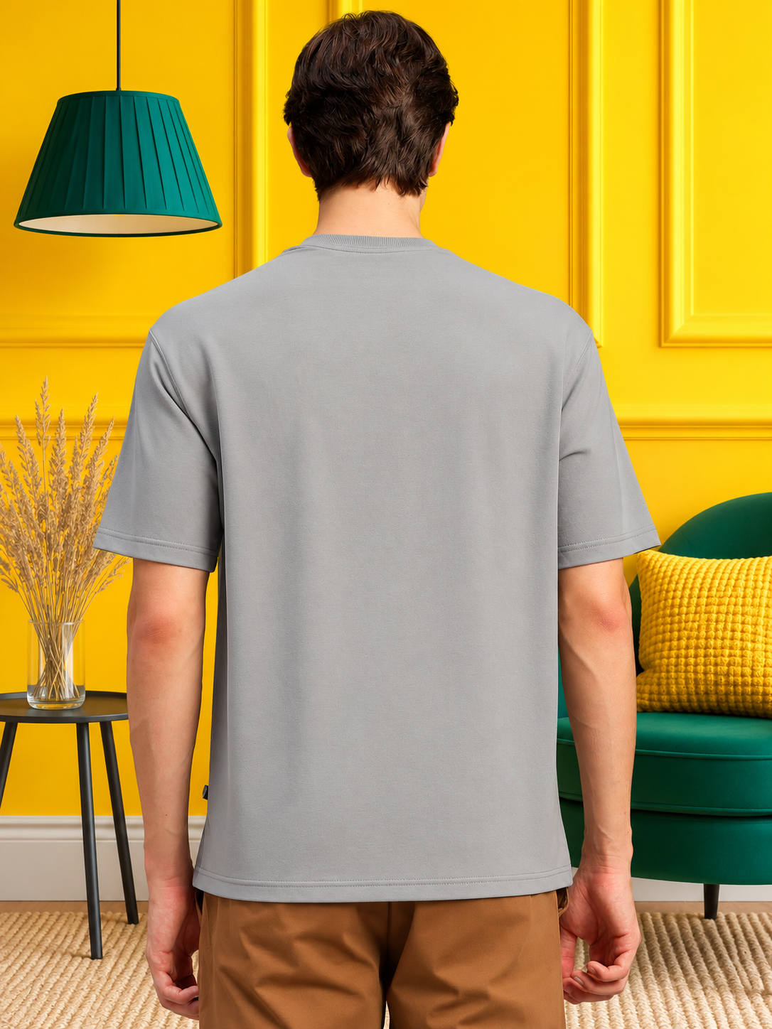 PANEL OVERSIZED CREW T-SHIRT GREY