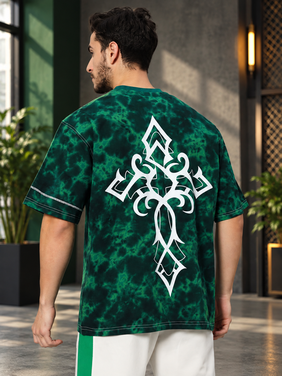 ICONIC TIE-DYE OVER-SIZED T-SHIRT GREEN