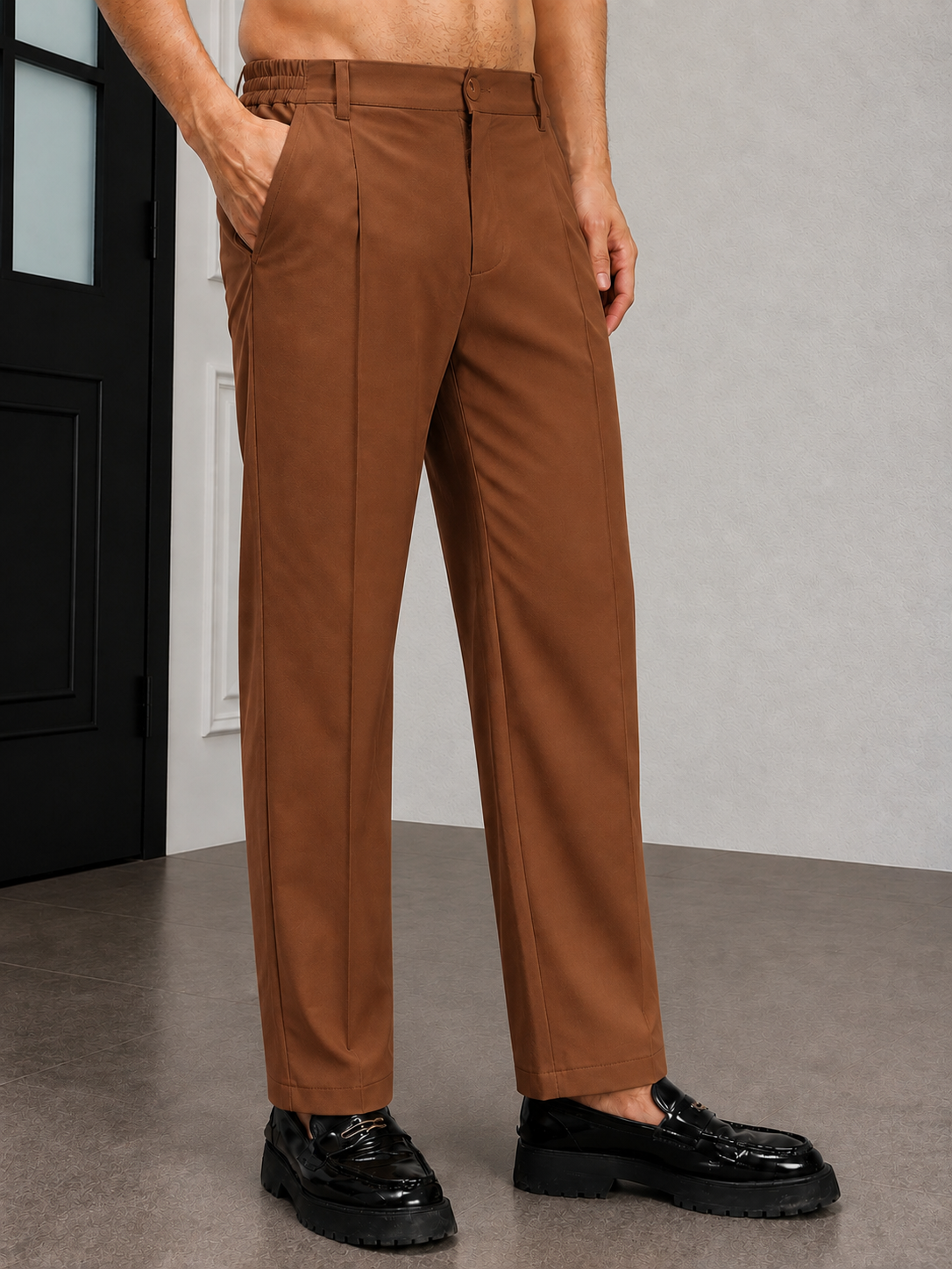 HIGH-FLEX TAILORED PANTS BROWN