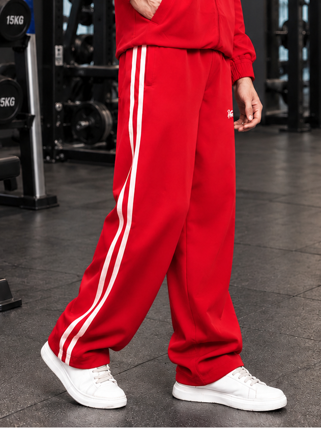 SPORTY ZIP UP RELAXED-FIT JOGGERS RED