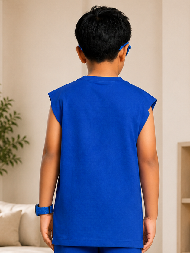 NEON RUSH SLEEVELESS T-SHIRT FOR BOYS GIRLS BLUE
