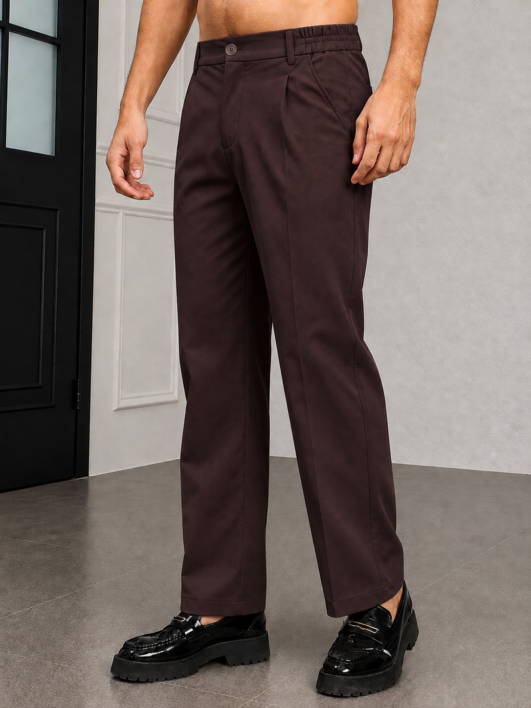 HIGH-FLEX TAILORED PANTS DARK MAROON