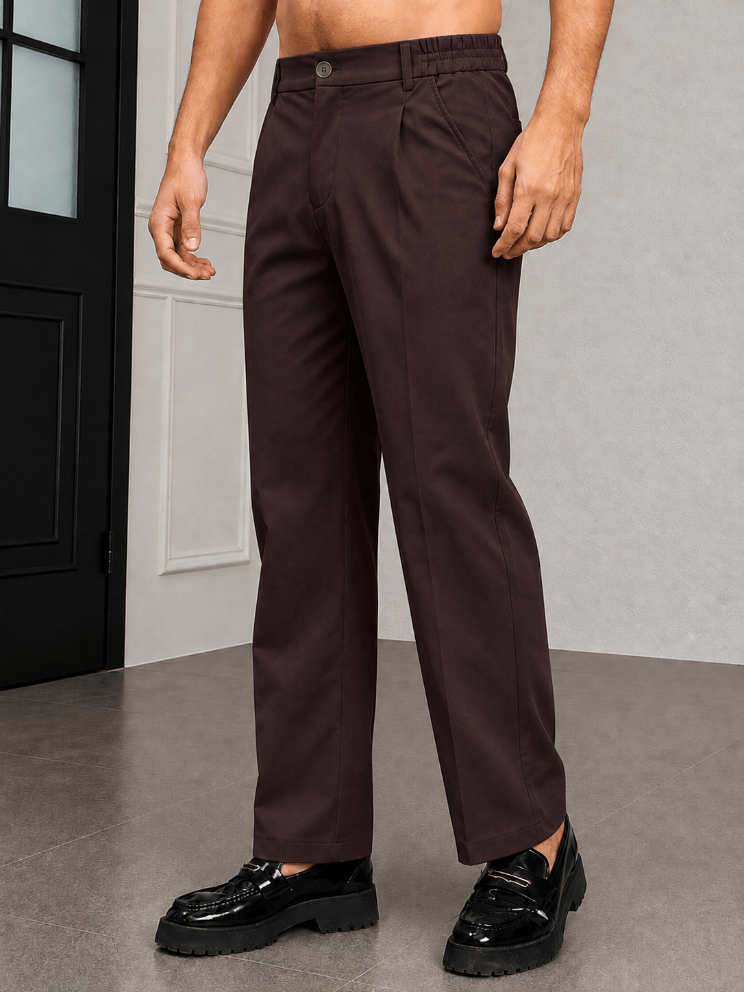 HIGH-FLEX TAILORED PANTS MAROON