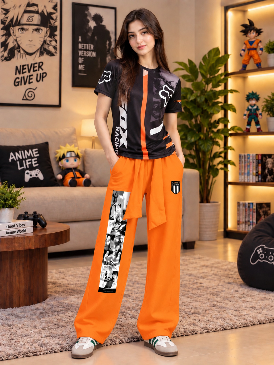 WOMEN CHILL GRAPHIC JOGGERS ORANGE
