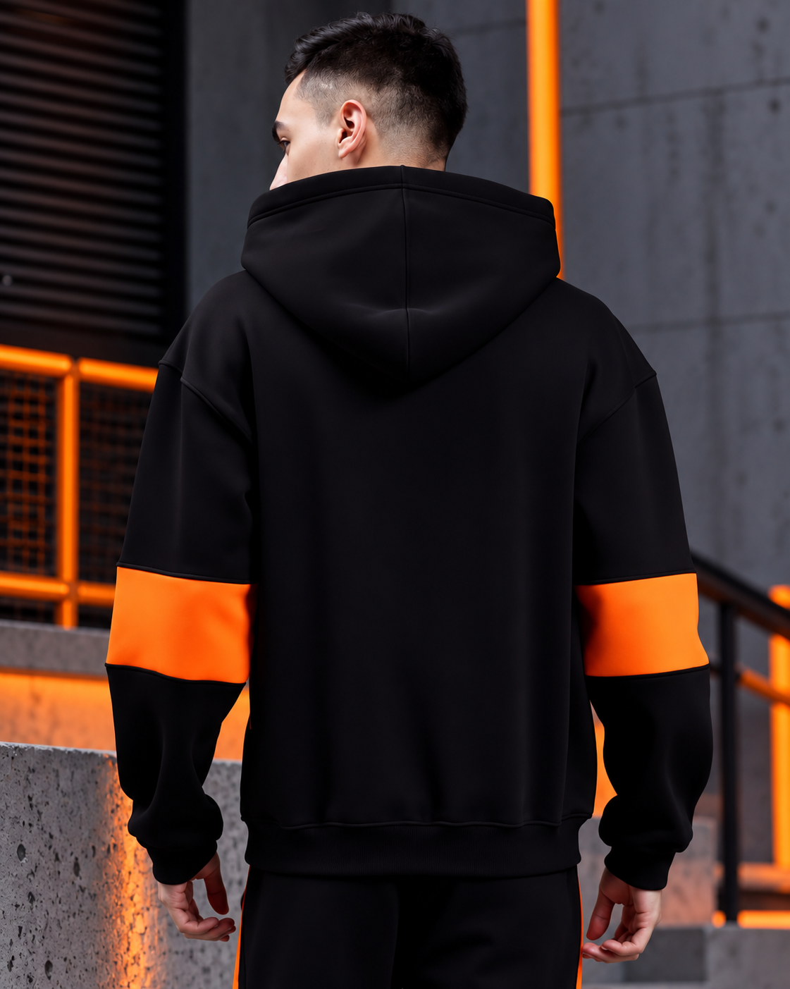 WD GORBCORE FLEECE HOODIE BLACK ORANGE