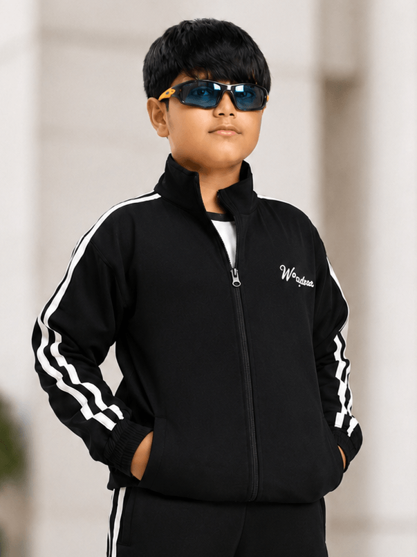 SPORTY ZIP UP JACKET FOR BOYS GIRLS ROYAL BLACK