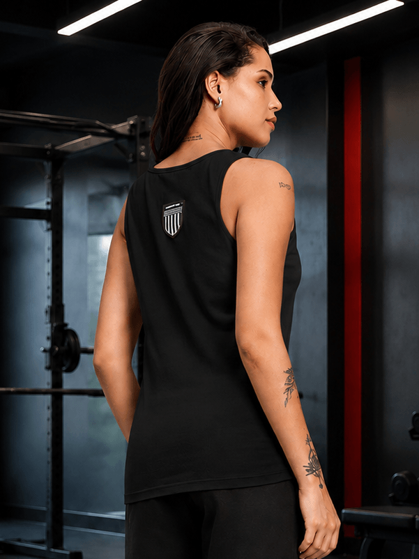 WOMEN EASY WEAR VEST GYM T-SHIRT BLACK