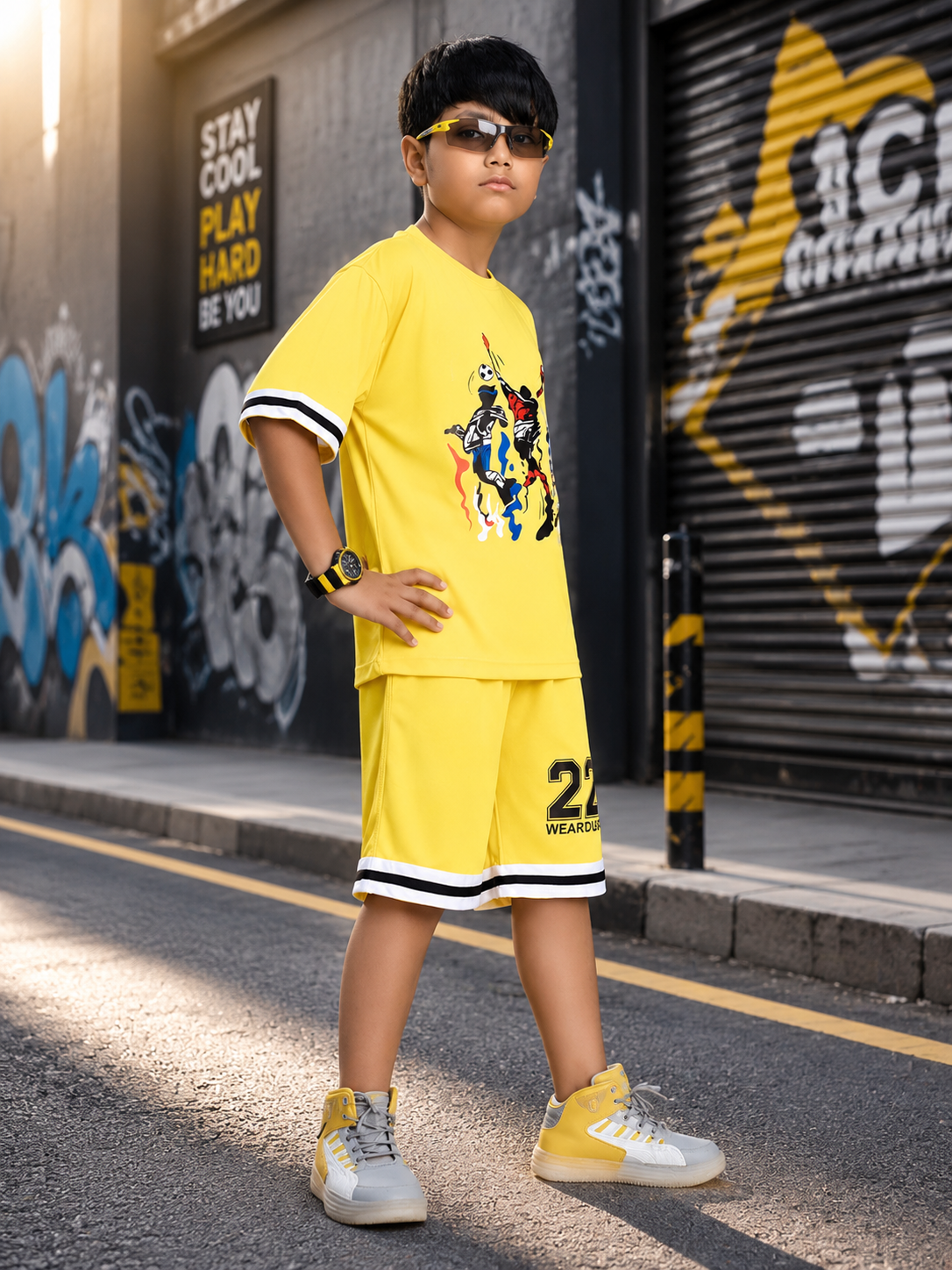 THE STREET CO-ORD SET FOR BOYS GIRLS YELLOW