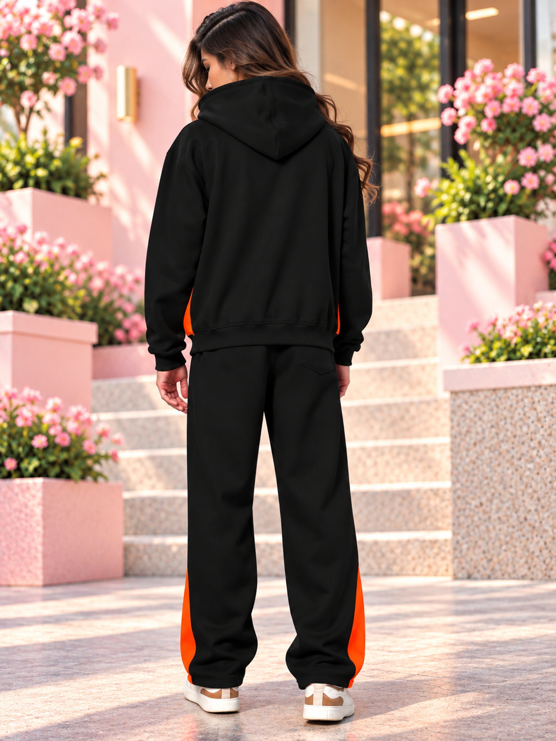 WOMEN WORLDWIDE FLEECE COLORBLOCK CO-ORD BLACK