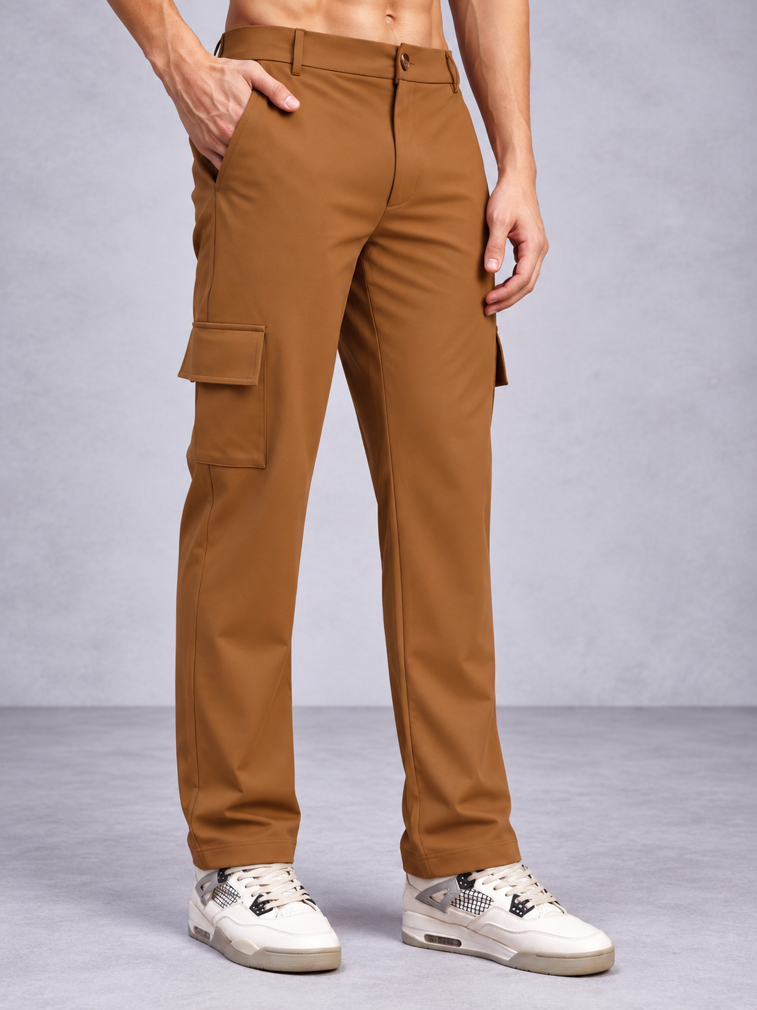 BELT LOOPS CARGO TROUSERS BROWN