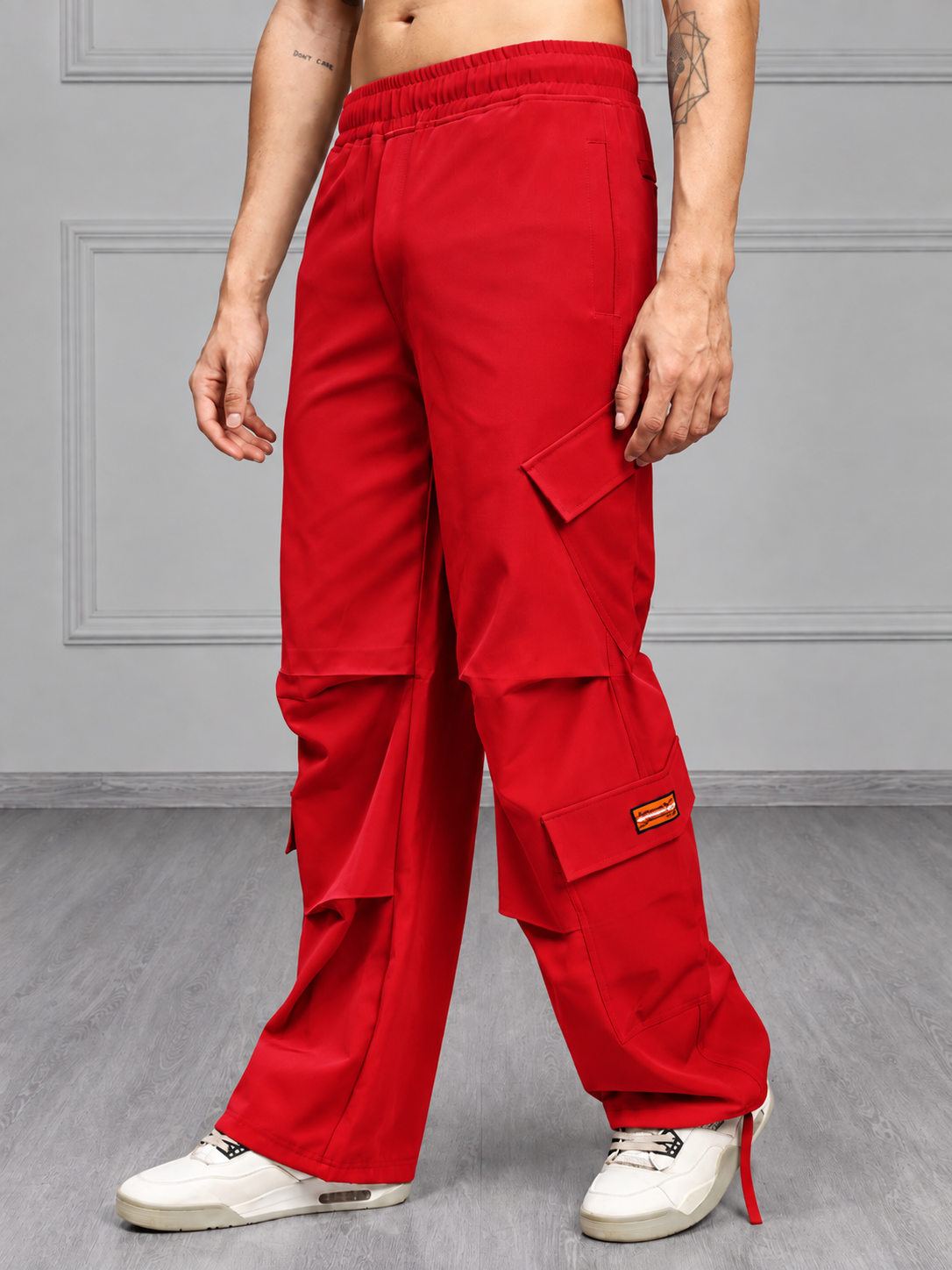TACTICAL FIT MULTI POCKET CARGO PANTS RED